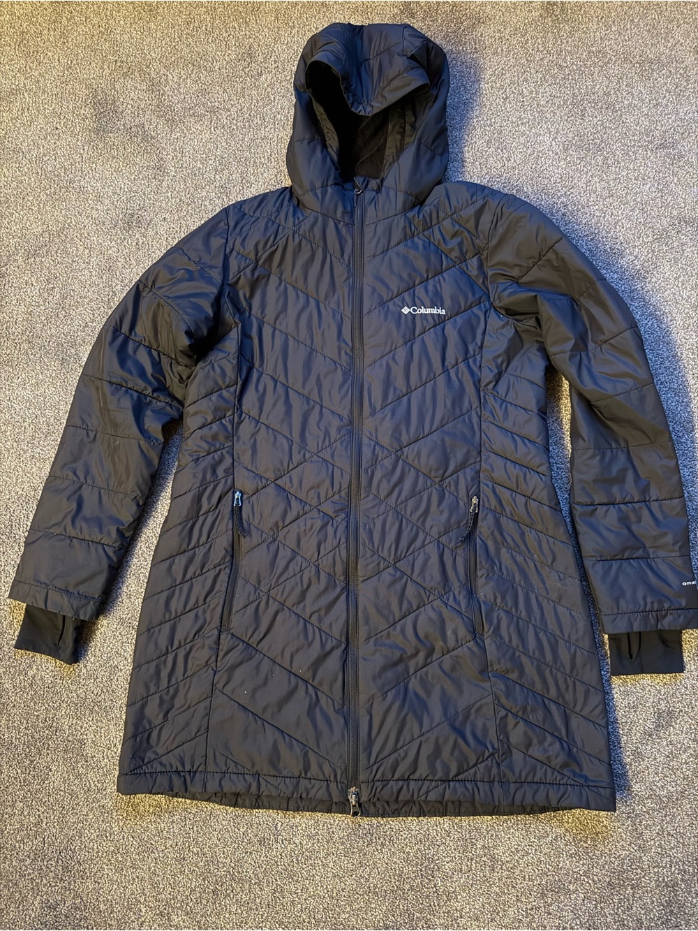 Columbia Black Quilted Insulated Hooded Long Puffer Coat